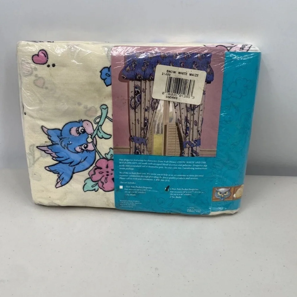 Disney Snow White & The Seven Dwarfs Draperies 80 x 63 w/ Two Tie Backs Vintage